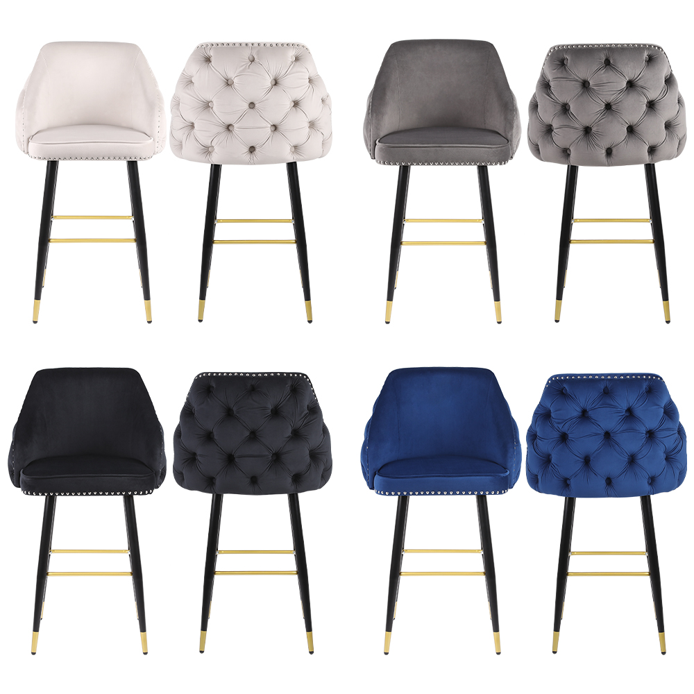 Fire-resistant velvet bar stool